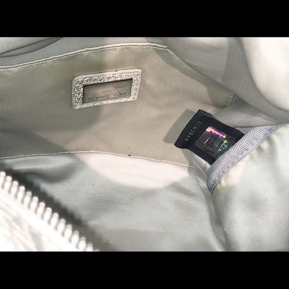 FENDI Vintage Metallic Silver - White Monogram Canvas Forever Bauletto Handbag - Picture 6 of 13